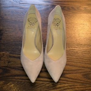 Vince Camuto taupe suede heels
